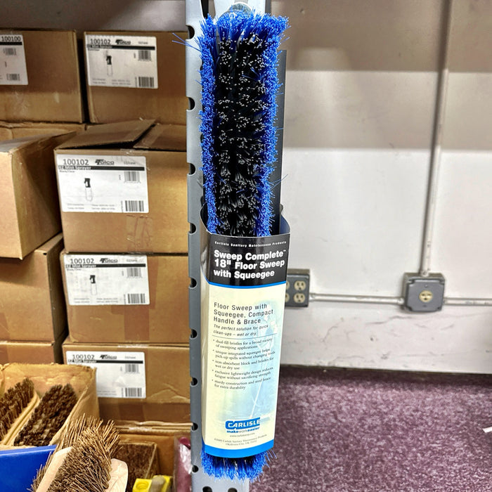 18” PLASTIC PUSH BROOM COMPLETE W/ 3 PCS. ALUMINUM HANDLE