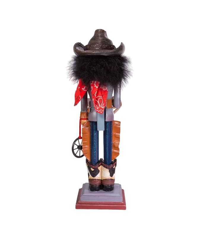19 inch hollywood cowboy with wagon wheel nutcracker