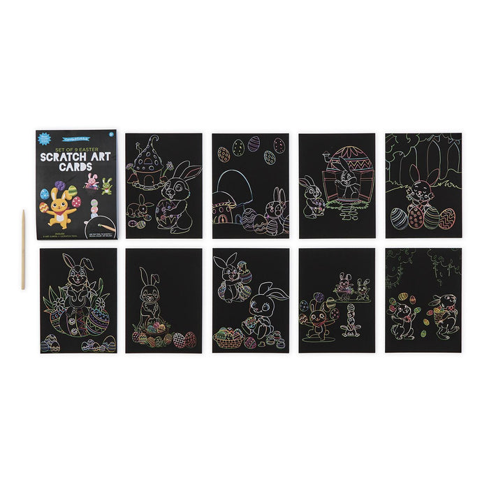 24 Pc Easter Design Scratch and Coloring Cards Kit Unit
