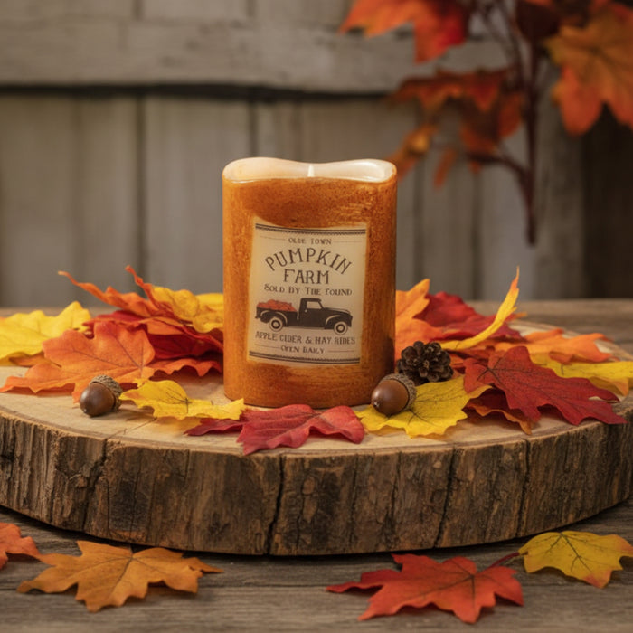 4 inch pumpkins farm led pillar candle with timer