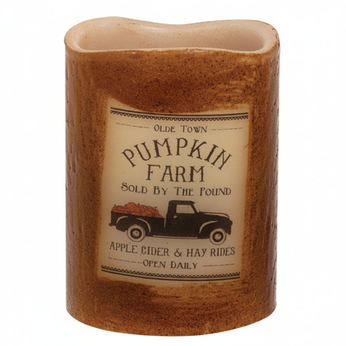 4 inch pumpkins farm led pillar candle with timer