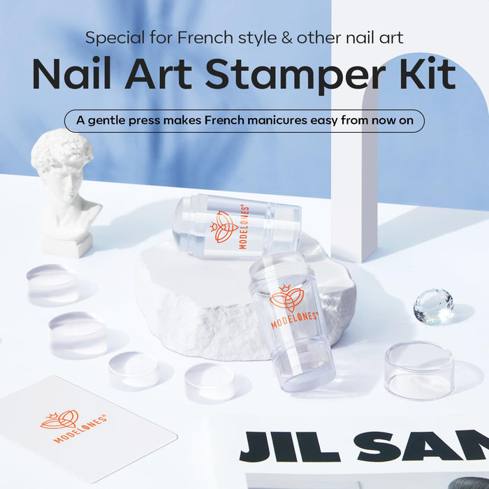 6Pcs French Manicure Nail Stamper Kit Nail Tools MODELONES #