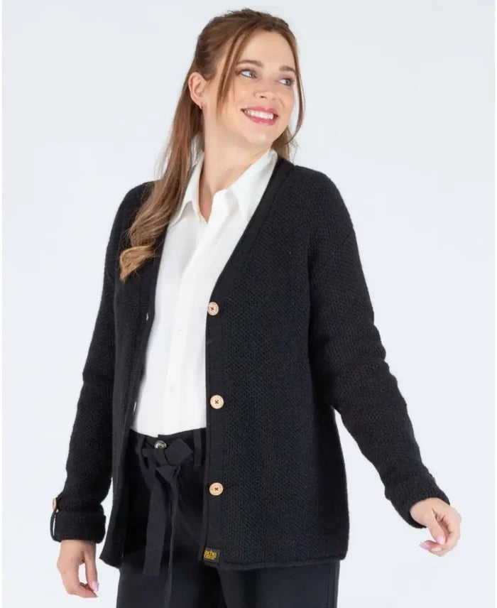 Abelha knitted pregnancy cardigan black