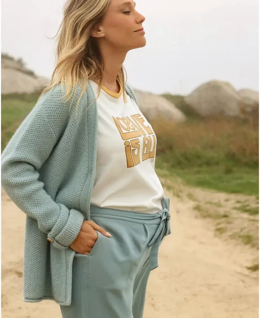 Abelha knitted pregnancy cardigan sage
