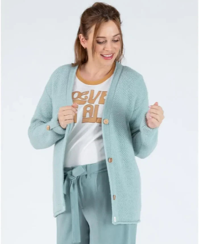 Abelha knitted pregnancy cardigan sage