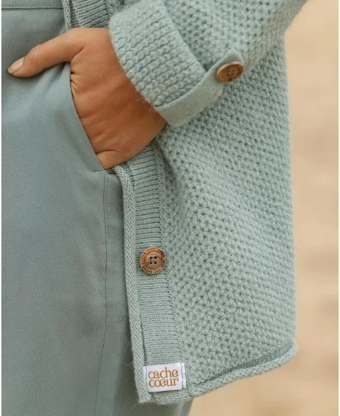 Abelha knitted pregnancy cardigan sage