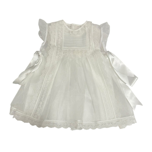 Addison Luxe White 2-piece Handsmocked Dress