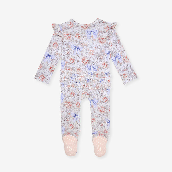 Agatha Picot Footie Ruffled Zippered One Piece