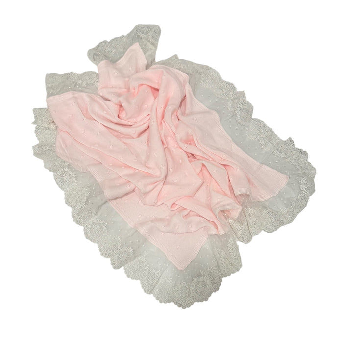 Agatha Pink Knitted Blanket
