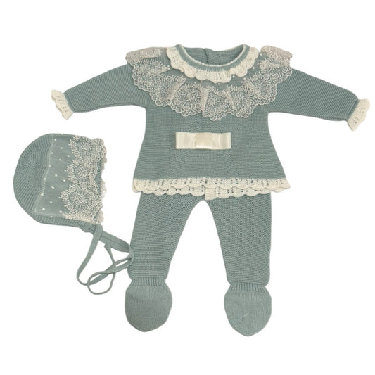 Agatha Sage Green 3-Piece Knitted Set