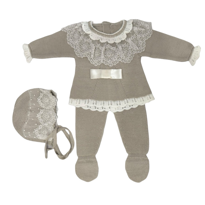 Agatha Taupe 3-Piece Knitted Set