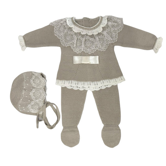 Agatha Taupe 3-Piece Knitted Set