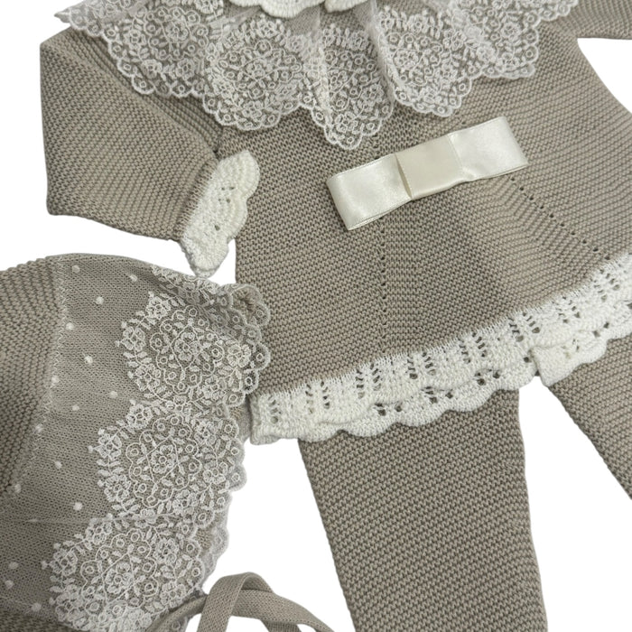 Agatha Taupe 3-Piece Knitted Set