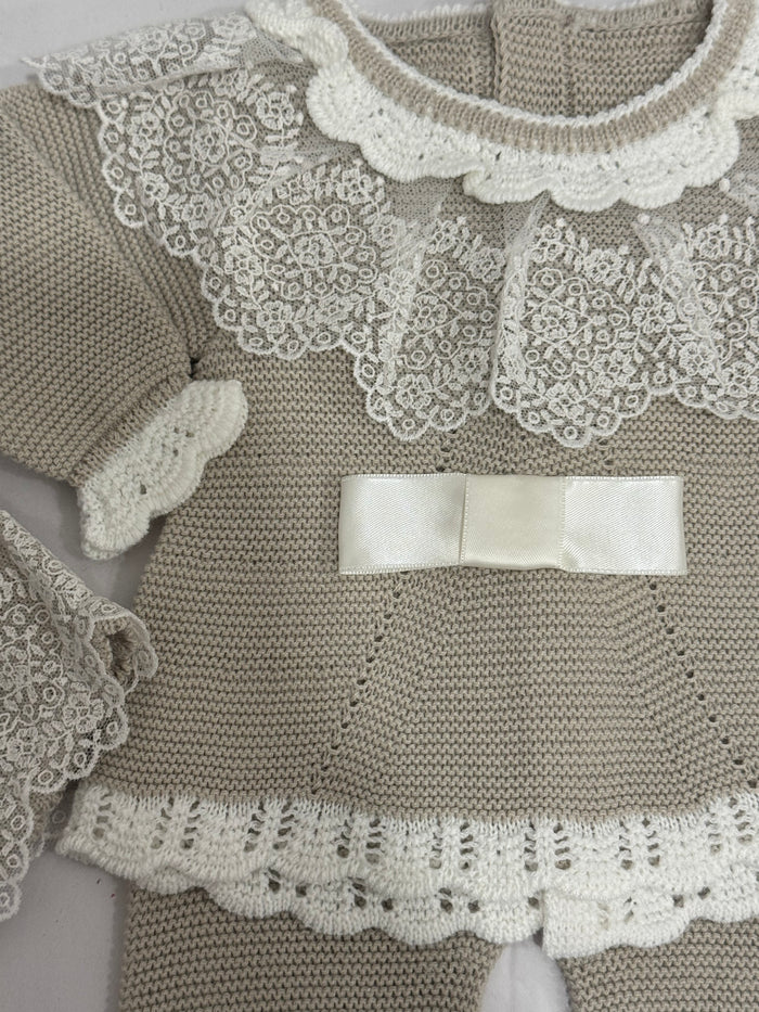 Agatha Taupe 3-Piece Knitted Set