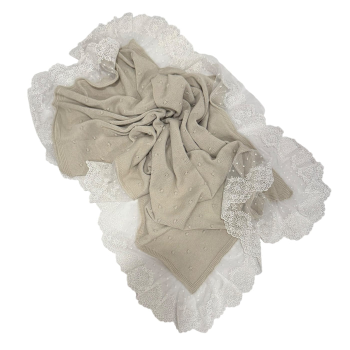 Agatha Taupe Knitted Blanket
