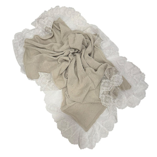Agatha Taupe Knitted Blanket