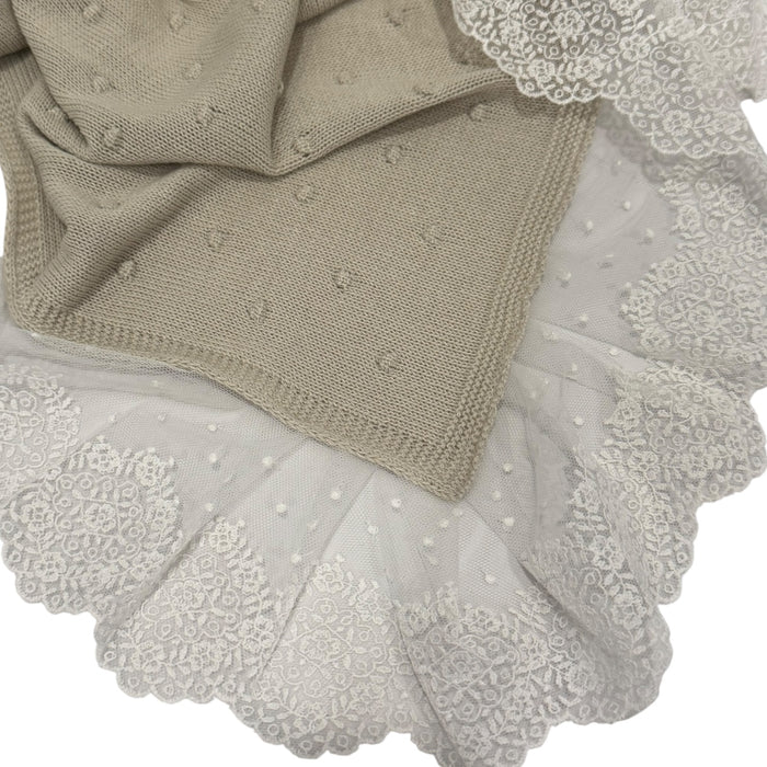 Agatha Taupe Knitted Blanket
