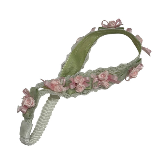 Aida Green Handmade Flowers HeadWrap