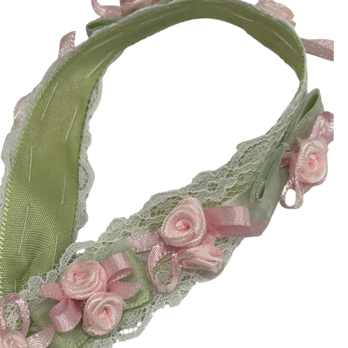 Aida Green Handmade Flowers HeadWrap