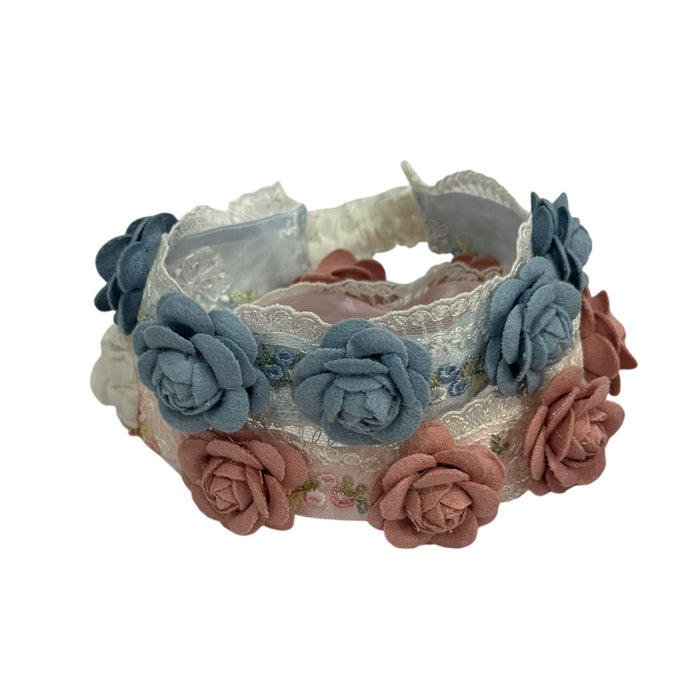 Aida Roses Lace Headband (Blue or Pink)