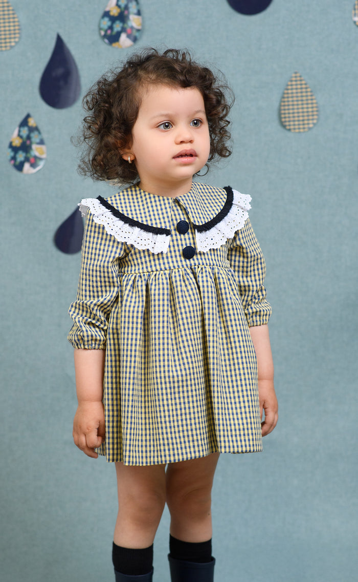 Airplanes Blue Checkered Girl Dress