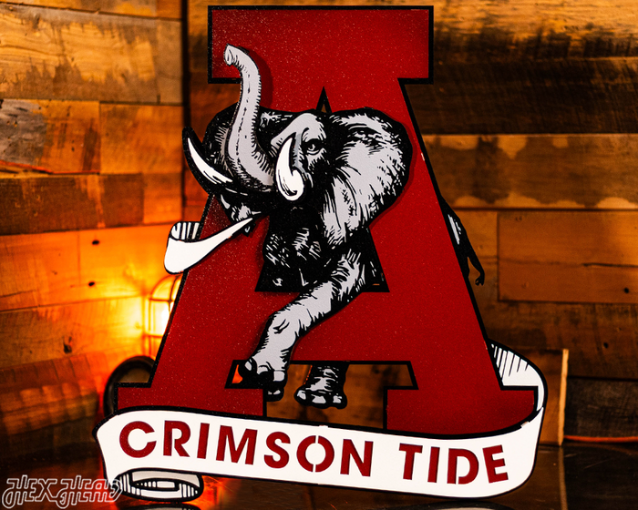 Alabama Crimson Tide VAULT "Elephant thru A" 3D Metal Wall Art
