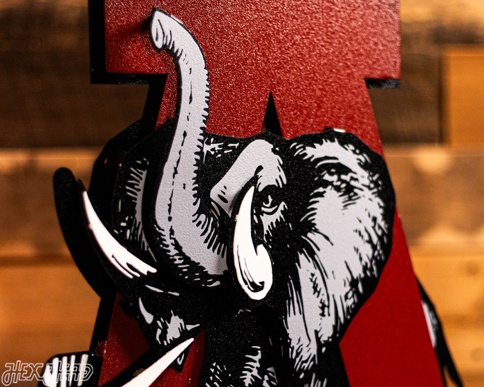 Alabama Crimson Tide VAULT "Elephant thru A" 3D Metal Wall Art