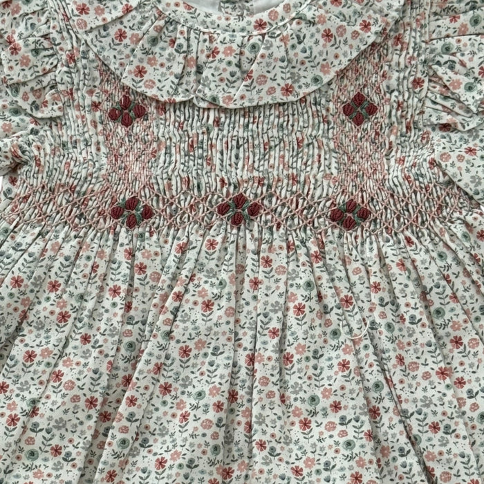 Alba Floral Long Sleeve Handsmocked Dress