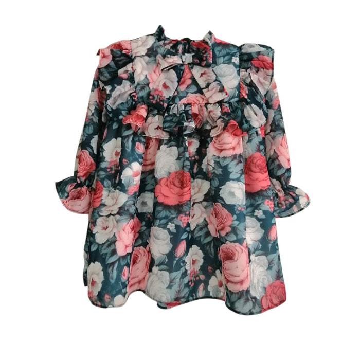 Albertina Chiffon Floral Green Dress
