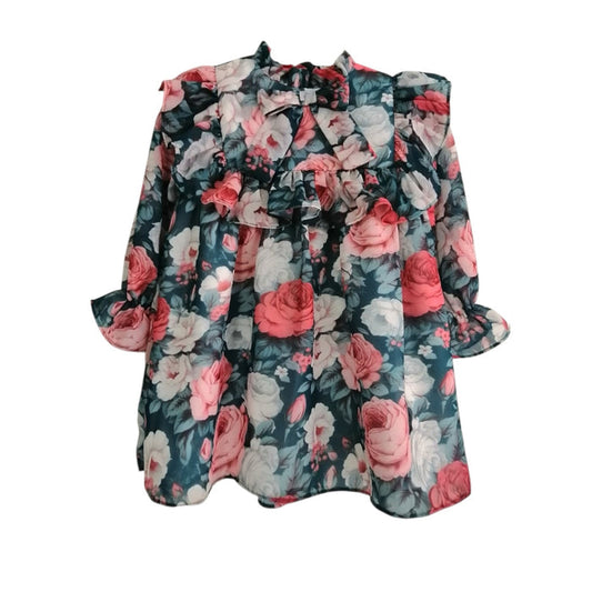 Albertina Chiffon Floral Green Dress