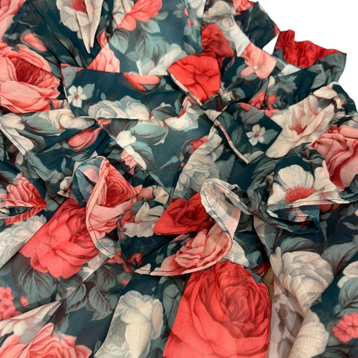 Albertina Chiffon Floral Green Dress