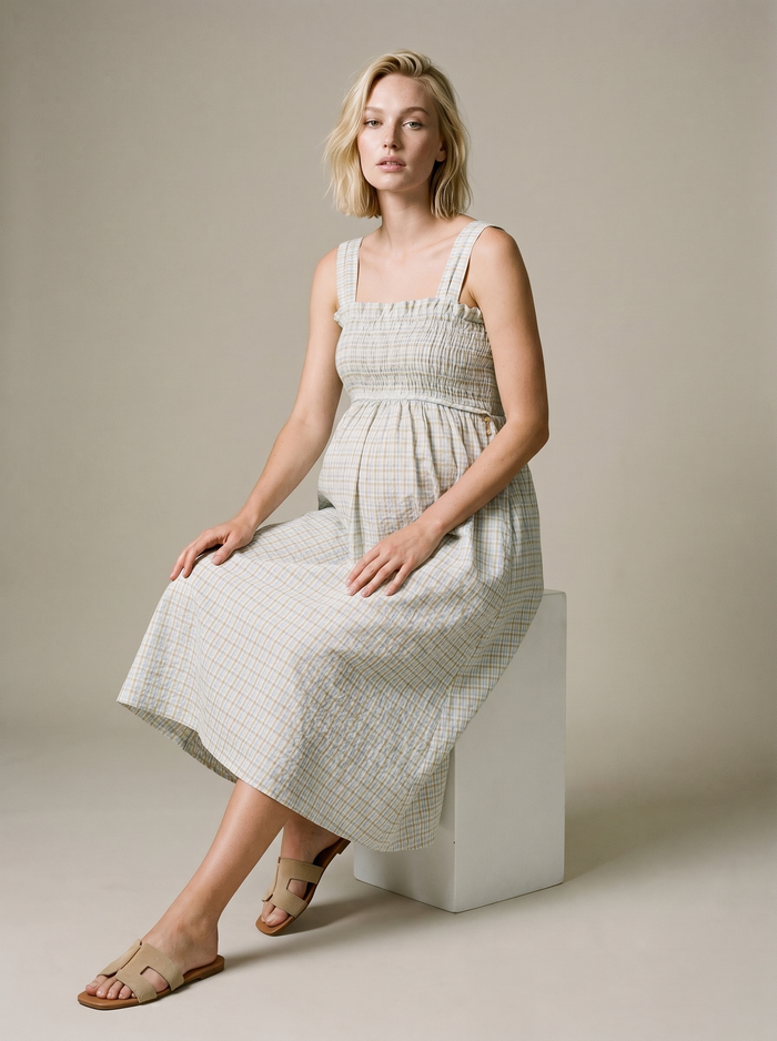 Alice nursing midi dress smock - Multicolor