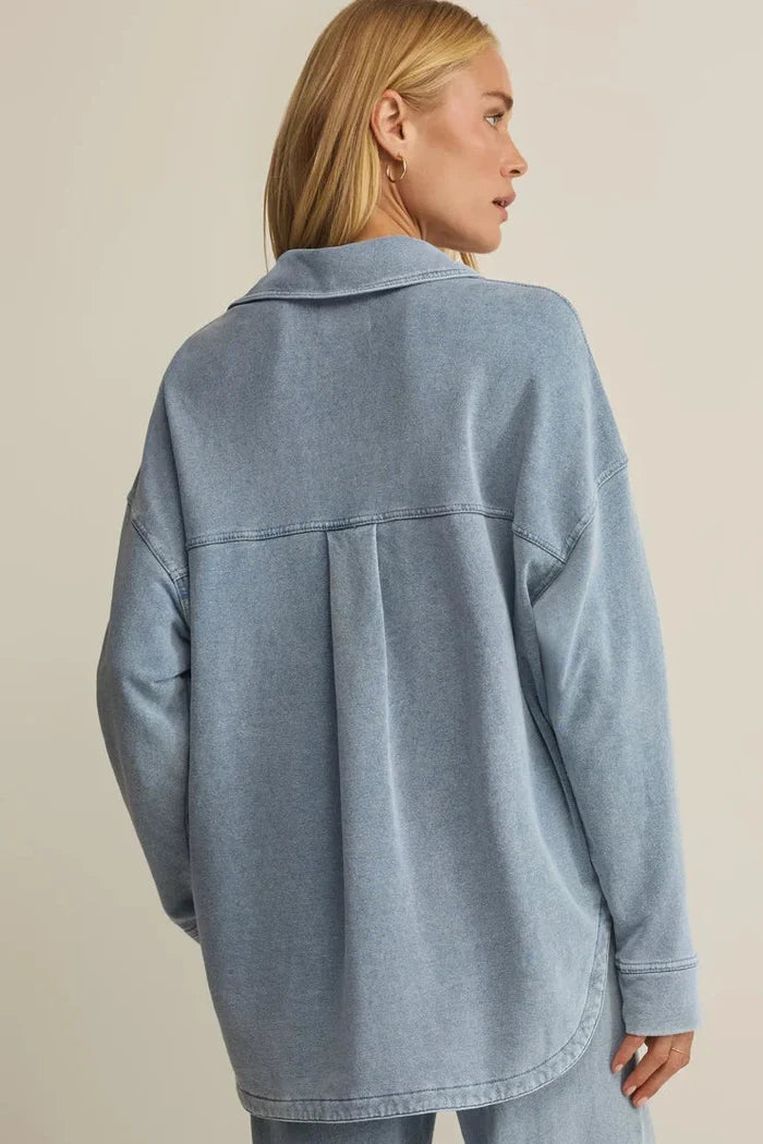 All Day Knit Denim Jacket - Ocean Air Indigo