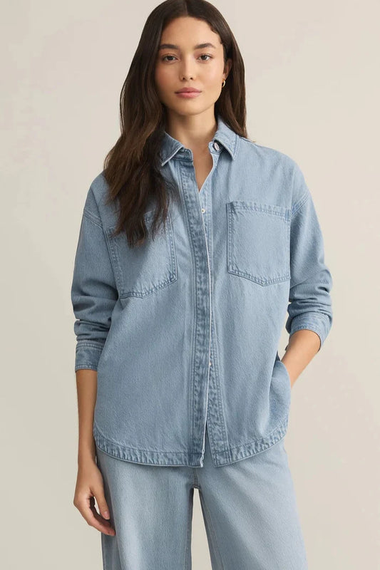 All Day Luxe Soft Denim LJacket - Light Vintage Indigo