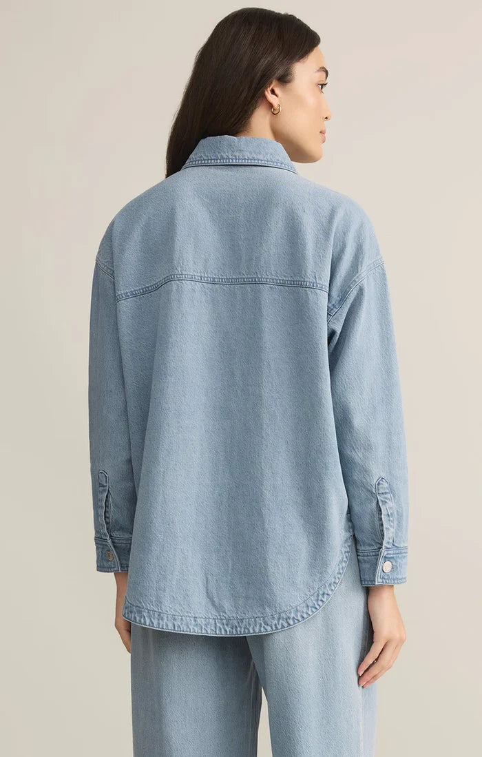 All Day Luxe Soft Denim LJacket - Light Vintage Indigo