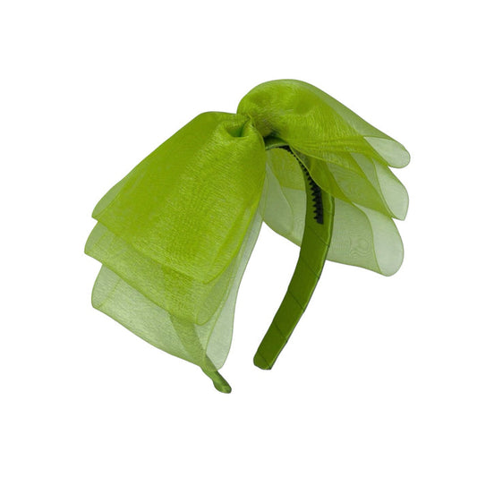 Allie Bow Apple Green Organza Headband