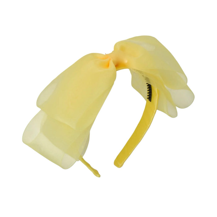 Allie Bow Chamois Yellow Organza Headband