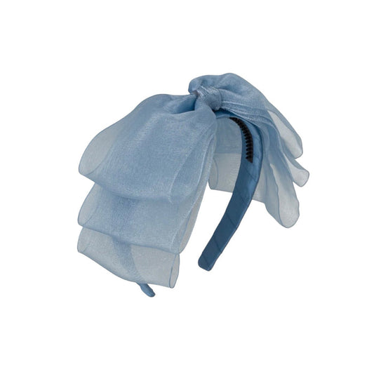 Allie Bow Dusty Blue Organza Headband