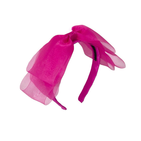 Allie Bow Hot Pink Organza Headband