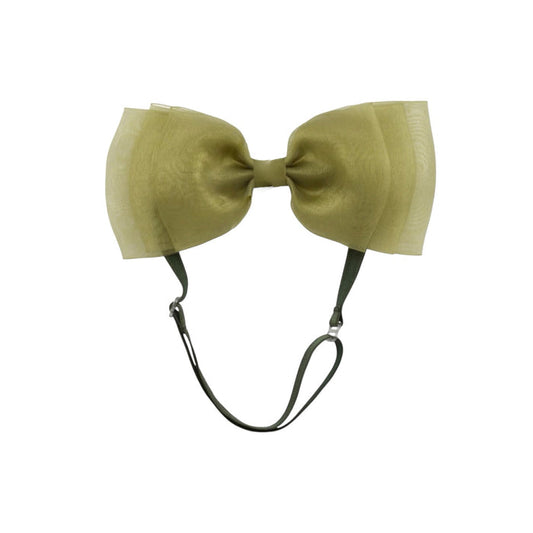 Allie Bow Olive Green Organza Headband Wrap