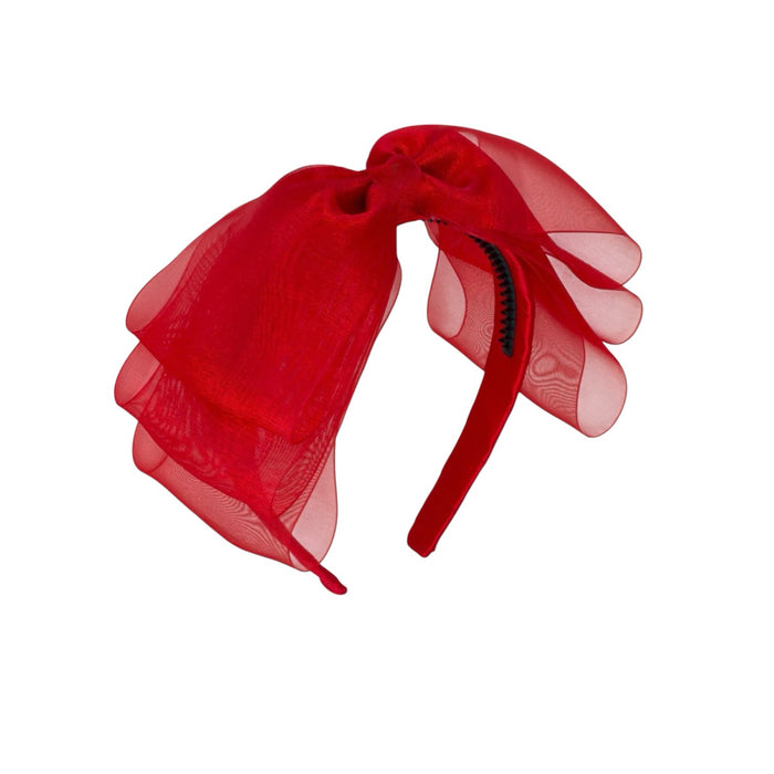 Allie Bow Red Organza Headband