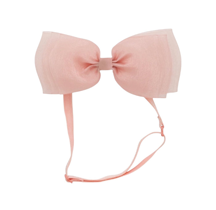 Allie Bow Rose Pink Organza Headband Wrap