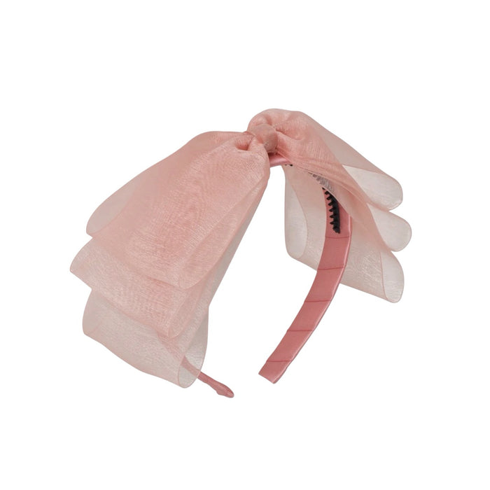 Allie Bow Rose Pink Organza Headband