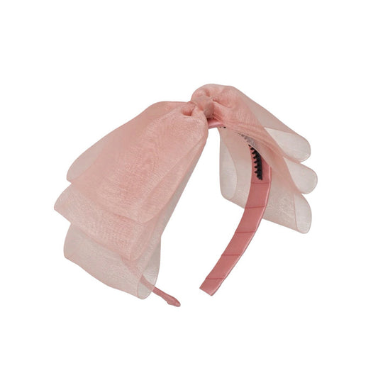 Allie Bow Rose Pink Organza Headband