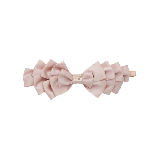 Amal Pleated Ribbon Vanilla Bow Headwrap