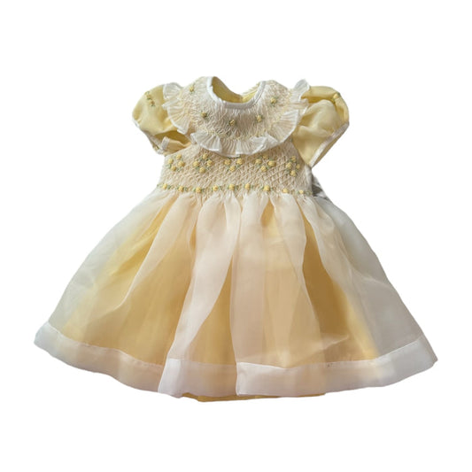 Anastasia Yellow Handsmocked Organza Dress