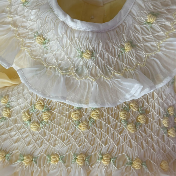 Anastasia Yellow Handsmocked Organza Dress