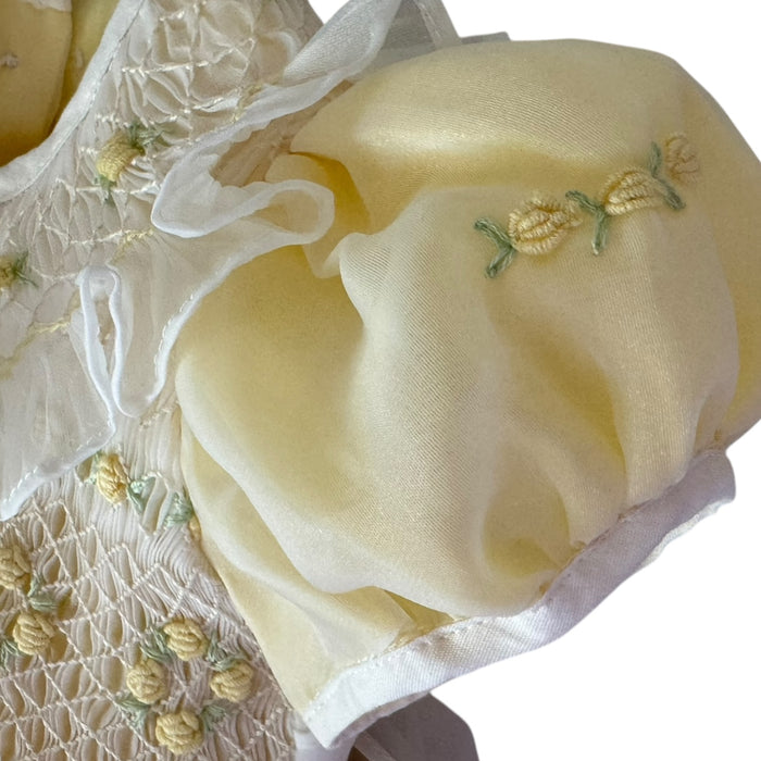 Anastasia Yellow Handsmocked Organza Dress