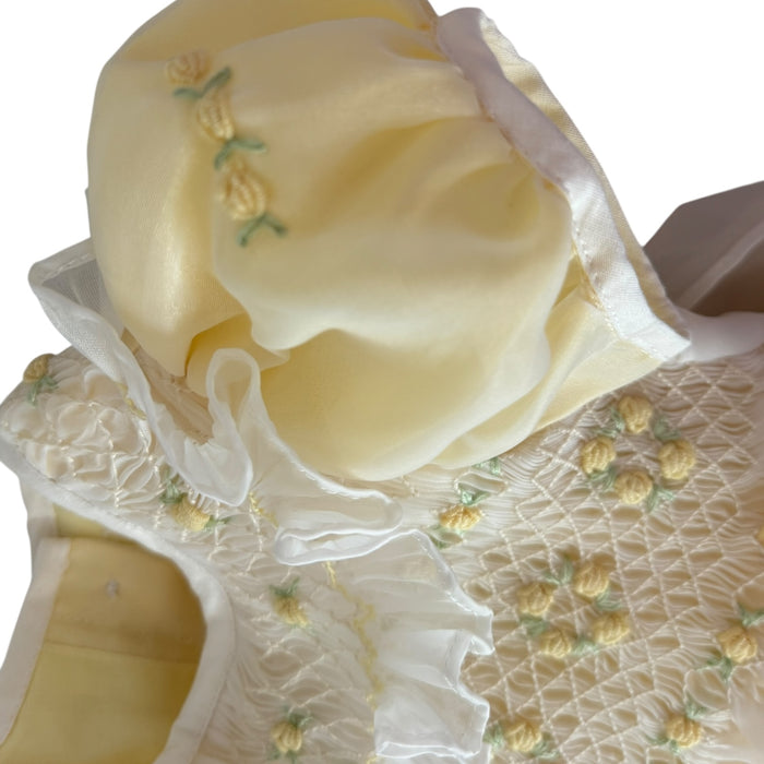 Anastasia Yellow Handsmocked Organza Dress