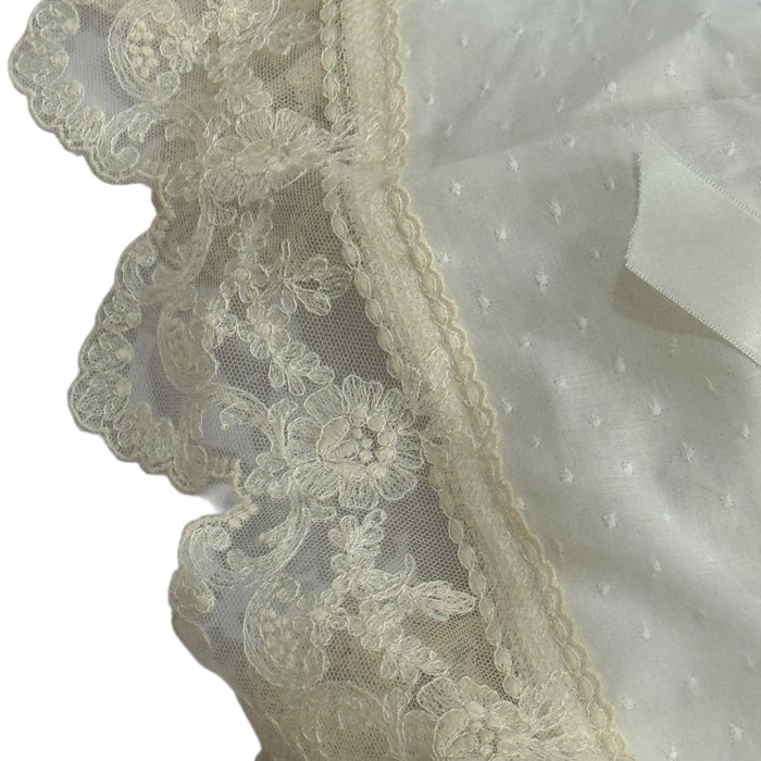 Andrea Short-Sleeves Ivory Half-Knitted Gown